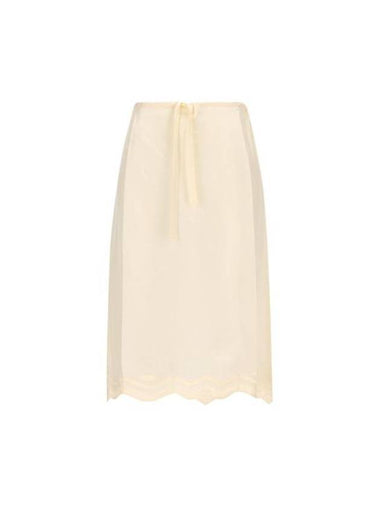 Embroidered Silk Habutai Short A-Line Skirt Yellow - PRADA - BALAAN 1