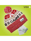 Logo Graphic Intarsia Knit Beanie Red - GANNI - BALAAN 8