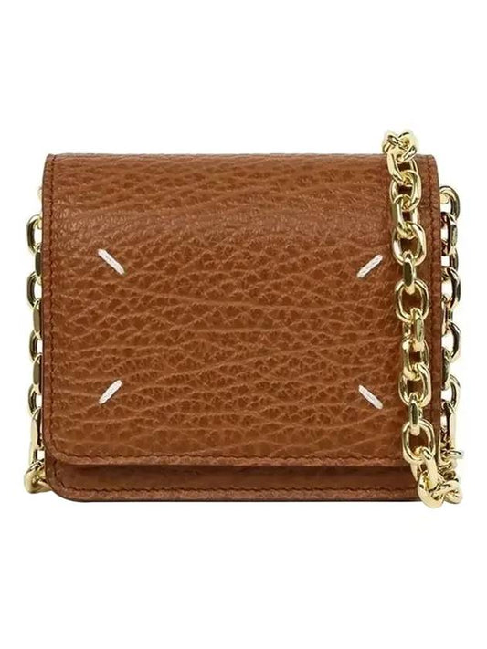 Embroidery Logo Chain Cald Wallet Brown - MAISON MARGIELA - BALAAN 1