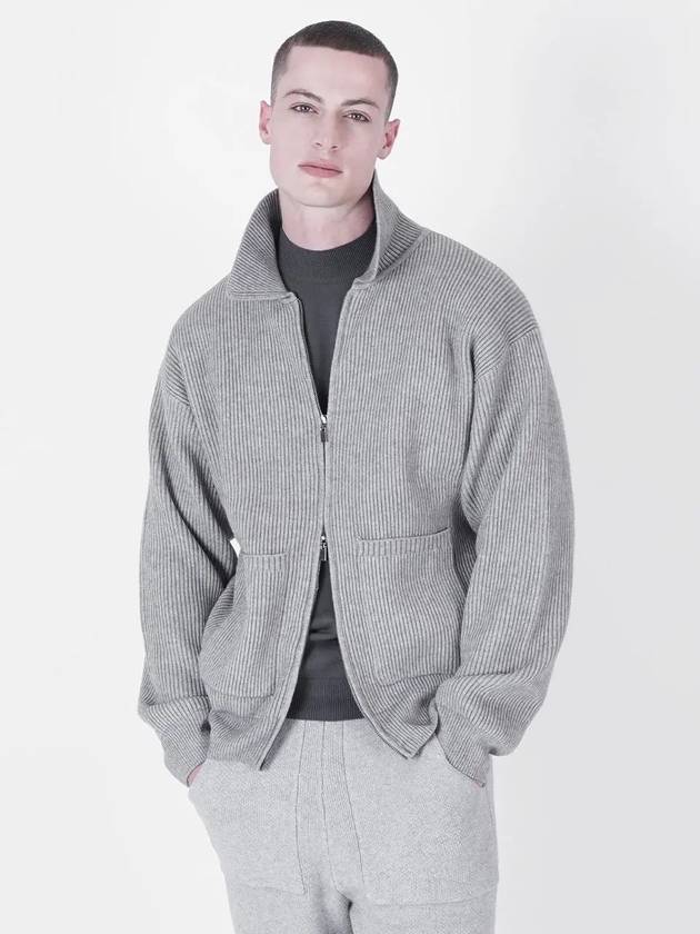 Heavy Knit Two Way Zip Up Grey - CHANCE'S NOI - BALAAN 2