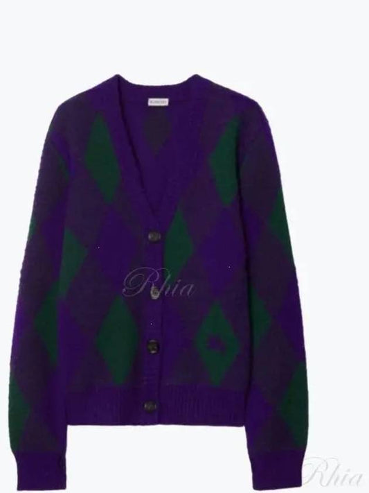 Argyle Wool Cardigan Purple - BURBERRY - BALAAN 2