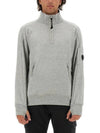 Diagonal Raised Fleece Half Zipped Sweatshirt Grey - CP COMPANY - BALAAN 7