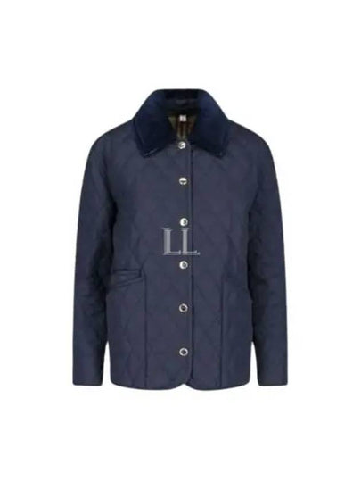 Corduroy Collar Quilted Jacket Navy - BURBERRY - BALAAN 2