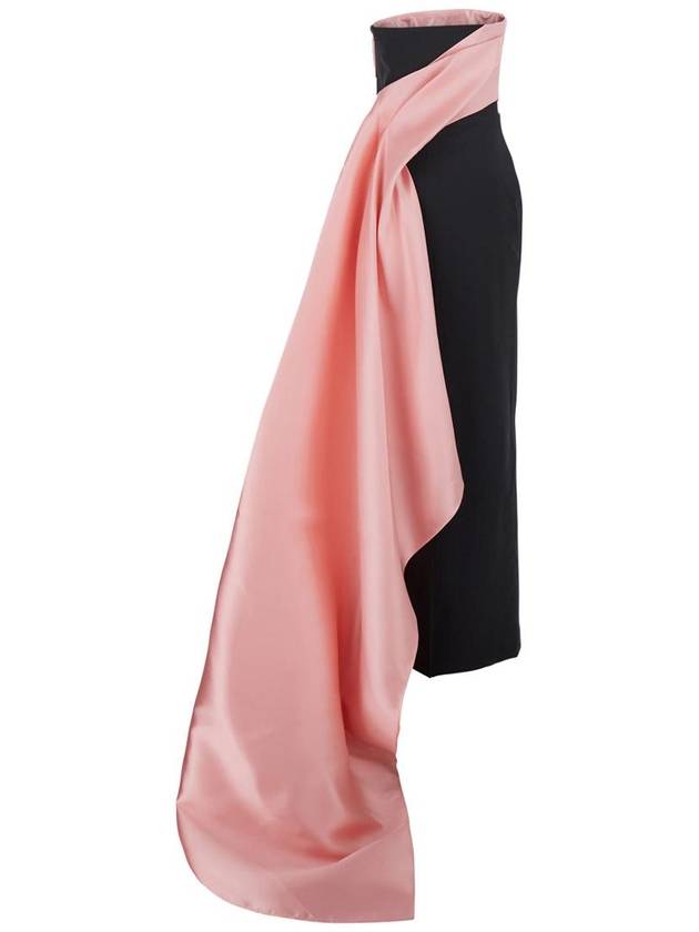 'Kinsley' Pink Off-Shoulder Long Dress With Draped Detail In Tech Fabric Stretch Woman - SOLACE LONDON - BALAAN 2