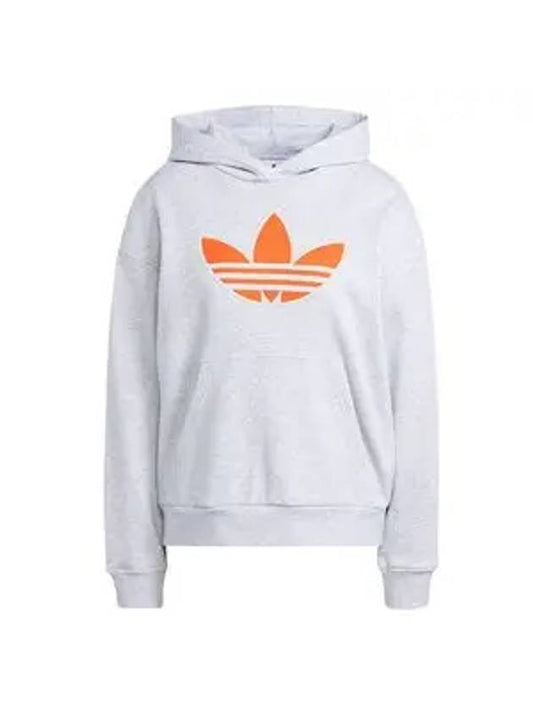 Logo Print Cotton Hoodie Grey - ADIDAS - BALAAN 1