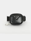 Triangle Logo Armband Leather Pouch Bag Black - PRADA - BALAAN 3