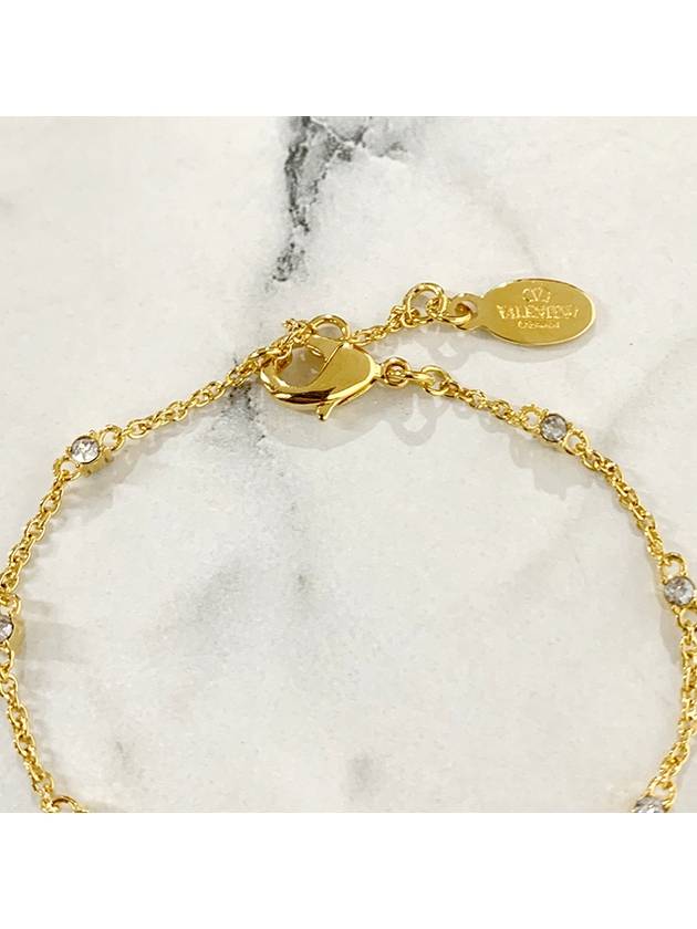 Signature Metal Swarovski Crystal Bracelet Gold - VALENTINO - BALAAN 7