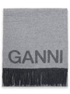 Fringes And Logo Muffler Grey - GANNI - BALAAN 2