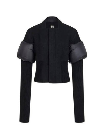 WOMEN down band wool crop jacket black 271248 - RICK OWENS - BALAAN 1