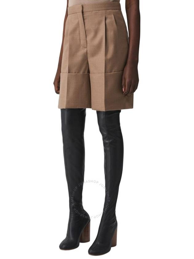 Burberry Ladies Deep Taupe Therry Cuff Detail Wool Tailored Shorts, Brand Size 10 (US Size 8) - BURBERRY - BALAAN 3