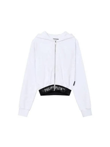 Women s Hot Piece Banding Cropped Hooded Jacket White - PHILIPP PLEIN - BALAAN 1