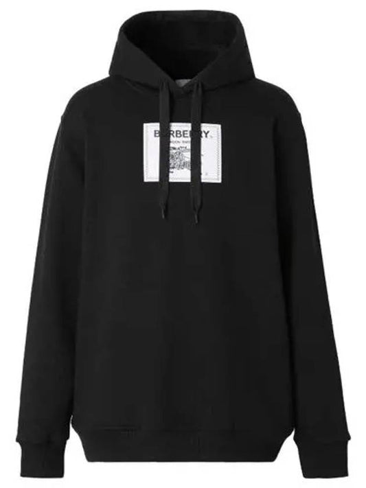 Men's Prosum Label Cotton Hoodie Black - BURBERRY - BALAAN.