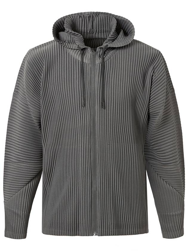 Two Way Pleated Zip Up Hoodie Grey - MONPLISSE - BALAAN 2