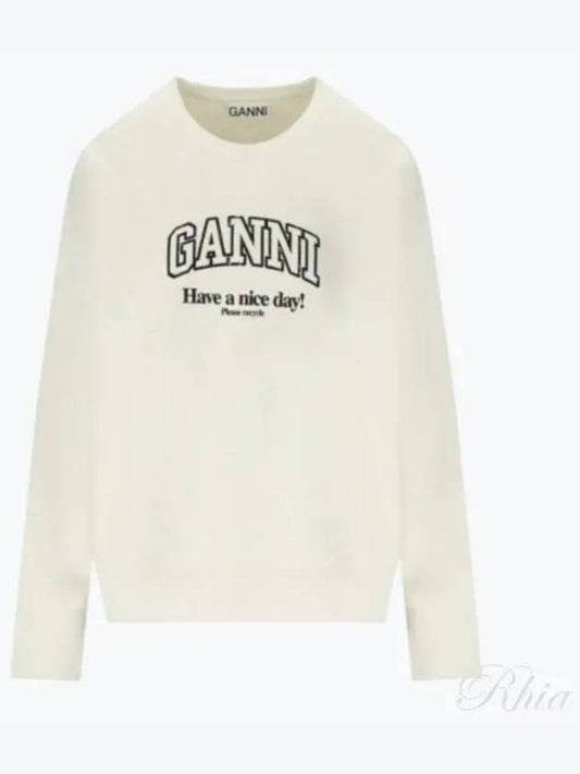 Logo Print Sweatshirt White - GANNI - BALAAN 2