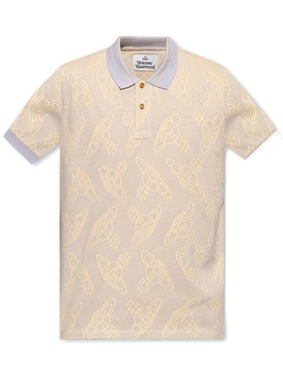 Men's Classic Striped Collar Short Sleeve Polo Shirt Beige - VIVIENNE WESTWOOD - BALAAN 2