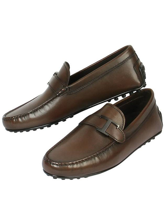 T Timeless Logo Leather Gomino Loafer Brown - TOD'S - BALAAN.