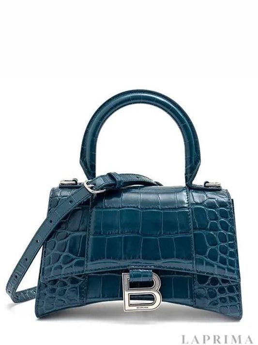 Hourglass Crocodile XS Tote Bag Blue - BALENCIAGA - BALAAN 2