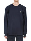 Logo Patch Cotton Jersey Long Sleeve T-Shirt Navy - STONE ISLAND - BALAAN 3