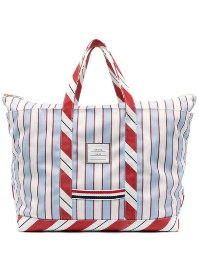 Logo Patch Stripe Tool Medium Tote Bag Light Blue - THOM BROWNE - BALAAN 2