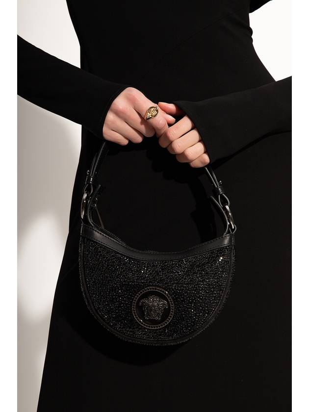 Crystal Repeat Mini Hobo Shoulder Bag Black - VERSACE - BALAAN 3