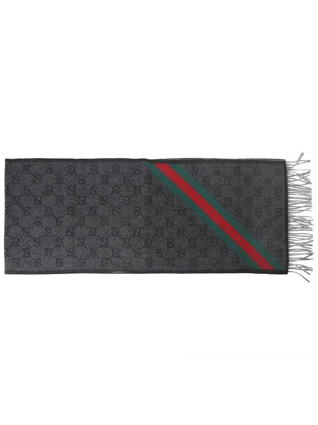 GG Web Wool Muffler Grey - GUCCI - BALAAN 4