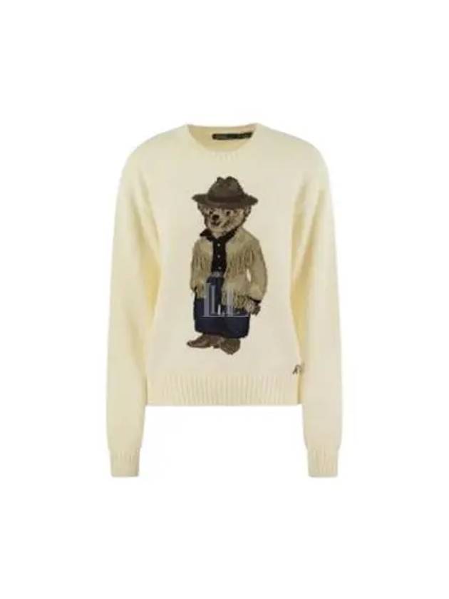 Bear Crew Neck Cotton Knit Top Cream - POLO RALPH LAUREN - BALAAN 2