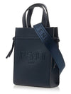 Mini Logo Leather Tote Bag Navy - FENDI - BALAAN 3