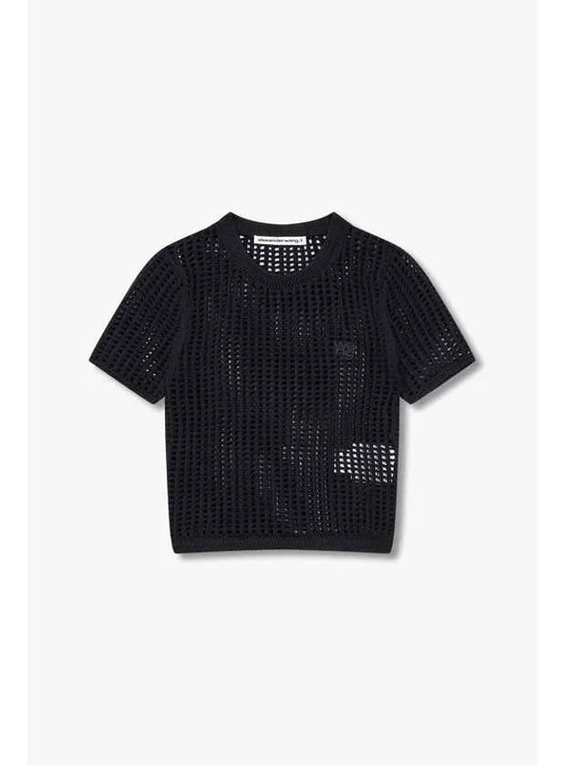 Short sleeve waffle knit top black - ALEXANDER WANG - BALAAN 1