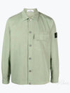 Cupro Cotton Twill Over Long Sleeve Overshirt Jacket Sage Green - STONE ISLAND - BALAAN 2