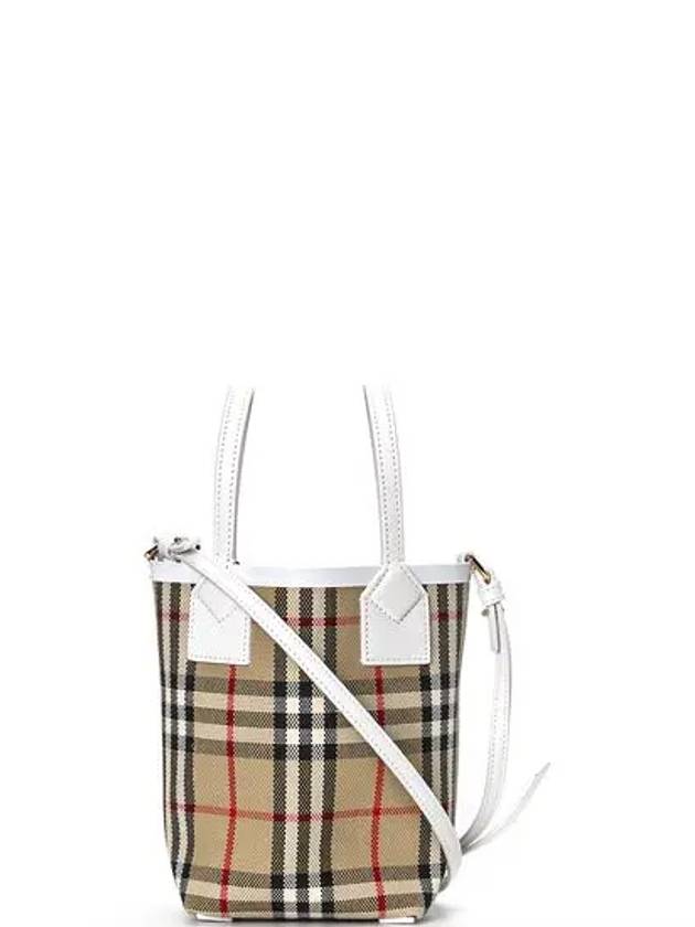 Burberry Mini London Tote Bag Archive Beige White - BURBERRY - BALAAN 4