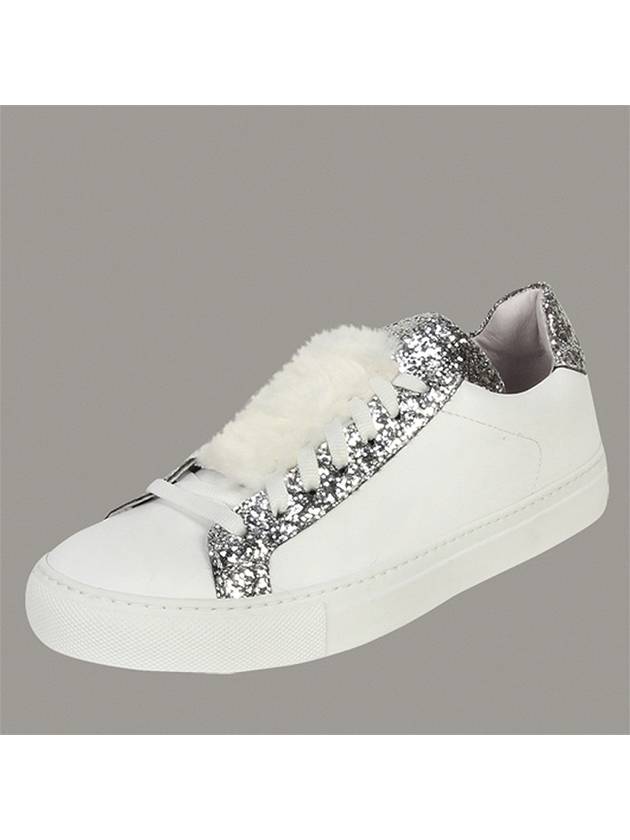 Joshua Sanders Women's Fur Glitter Sneakers 10166GFW WHITE JSS013 - JOSHUA SANDERS - BALAAN 4