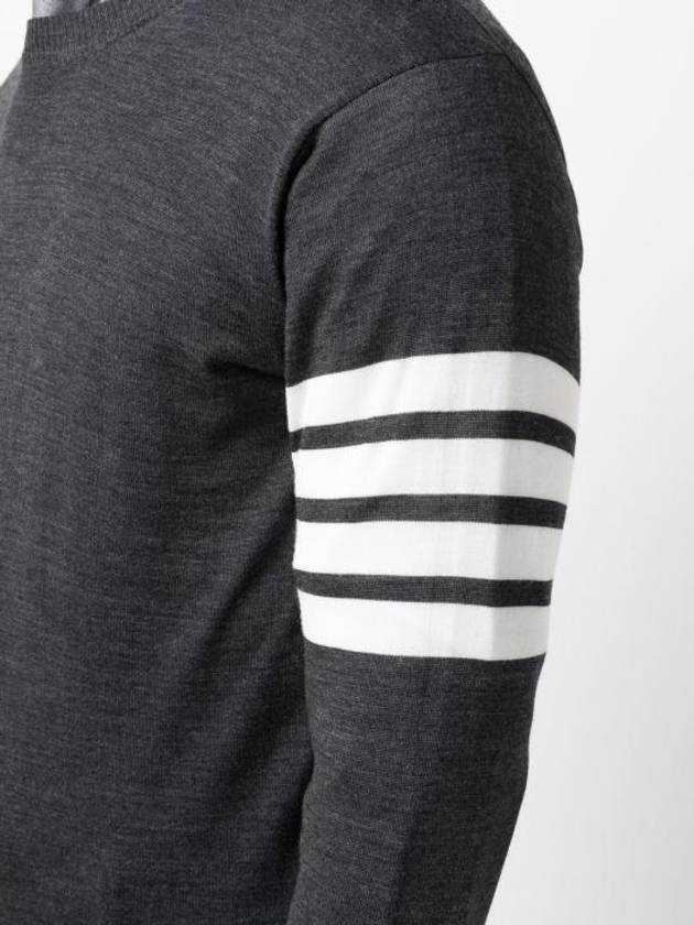 4 Bar Armband Classic Merino Wool Knit Top Dark Grey - THOM BROWNE - BALAAN 6