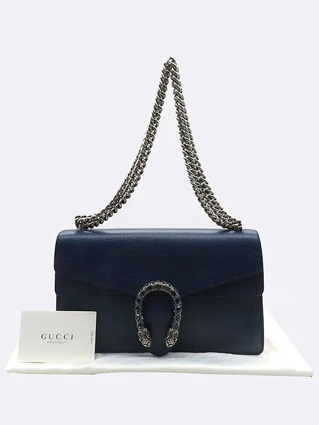 400249 Navy Leather Dionysus Tiger Head Small Chain Shoulder Bag - GUCCI - BALAAN 1