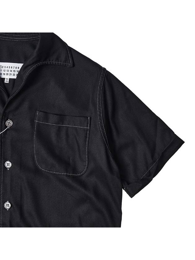 Back Stitch Pocket Viscose Short Sleeve Shirt Black - MAISON MARGIELA - BALAAN 5