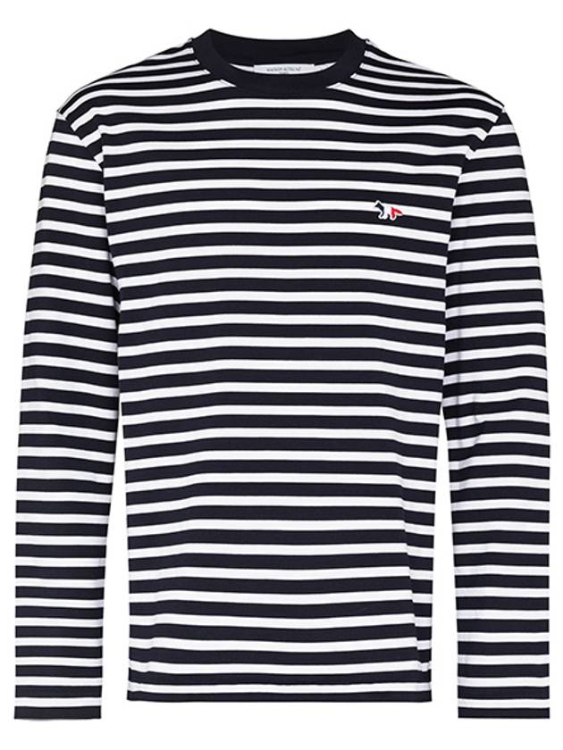 Fox Logo Stripe Long Sleeve T-Shirt Navy - MAISON KITSUNE - BALAAN 2