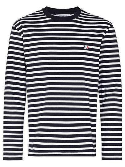 Fox Logo Stripe Long Sleeve T-Shirt Navy - MAISON KITSUNE - BALAAN 2