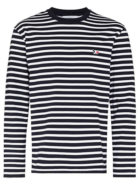 Fox Logo Stripe Long Sleeve T-Shirt Navy - MAISON KITSUNE - BALAAN 2