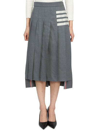 4 Bar Logo Plain Weave Wool Pleated Skirt Grey - THOM BROWNE - BALAAN 2