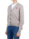 Heart Logo Wool Cardigan Light Beige - AMI - BALAAN 5