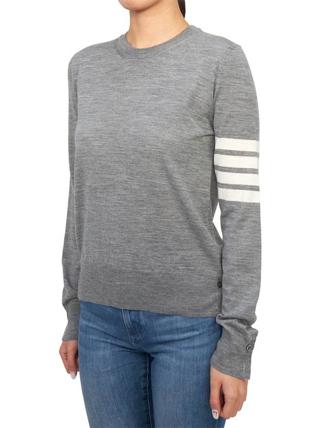 4-Bar Merino Jumper Wool Knit Top Light Grey - THOM BROWNE - BALAAN 3