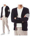 Men's Sustainable Classic Diagonal Wool Cardigan Navy - THOM BROWNE - BALAAN 2