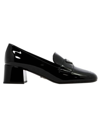 Enamel Metal Triangle Logo Loafers Black - PRADA - BALAAN 1