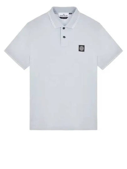 Stretch Cotton Pique Short Sleeve Polo Shirt Blue - STONE ISLAND - BALAAN 2