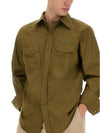 ORB Logo Cotton Long Sleeve Shirt Olive - VIVIENNE WESTWOOD - BALAAN 5