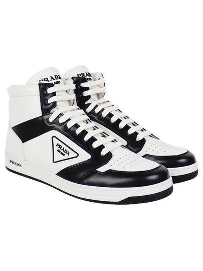 District Leather High Top Sneakers White Black - PRADA - BALAAN 2