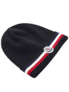 Men s Logo Three Stripe Wool Beanie 3B00068 A9575 999 24F - MONCLER - BALAAN 5