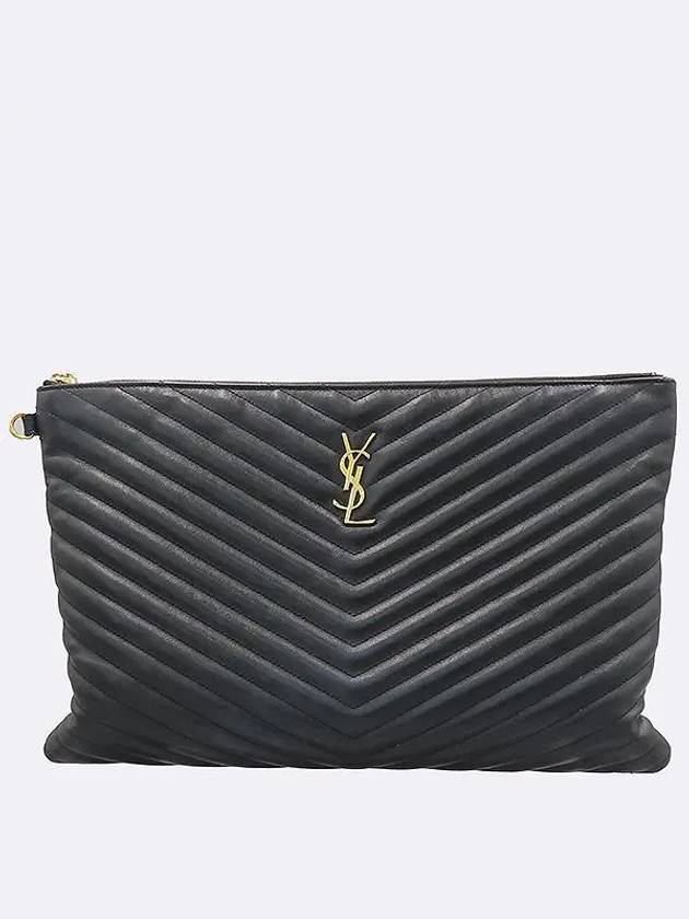 440222 Chevron quilted matelass YSL monogram clutch - SAINT LAURENT - BALAAN 1