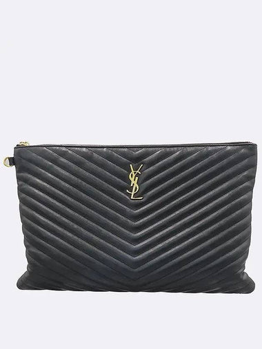 440222 Chevron quilted matelass YSL monogram clutch - SAINT LAURENT - BALAAN 1