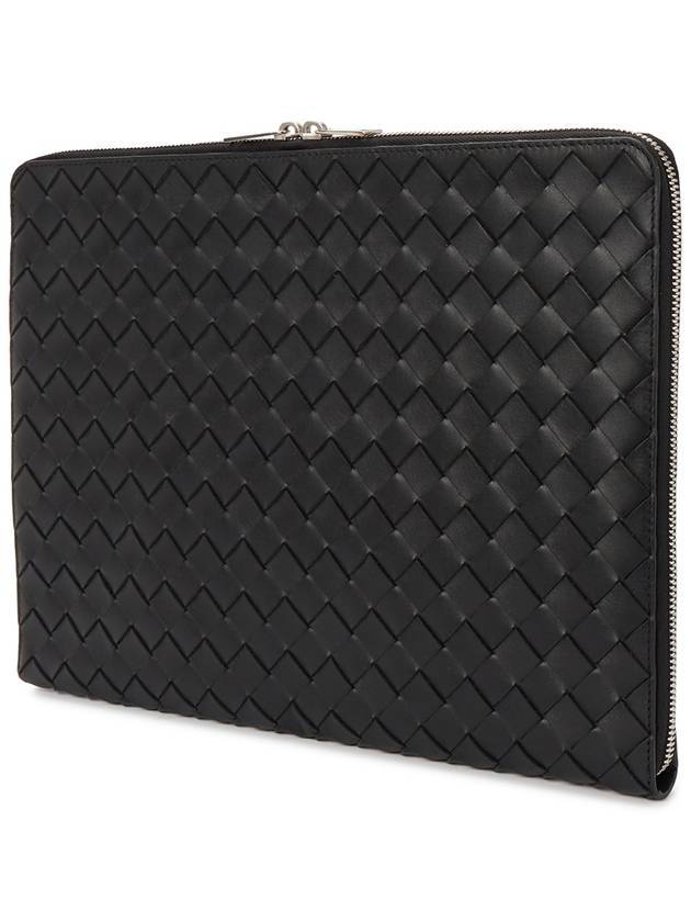 Intrecciato Calfskin Clutch Bag Black - BOTTEGA VENETA - BALAAN 3