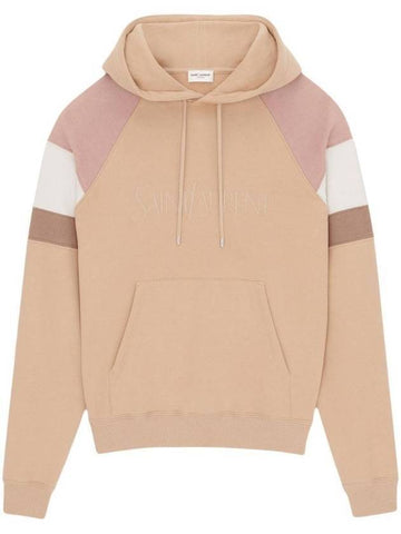 logo embroidered hood beige - SAINT LAURENT - BALAAN.